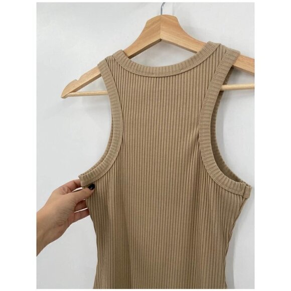 Beige Botany Tan Ribbed Bodycon Dress - Medium - Picture 4 of 5